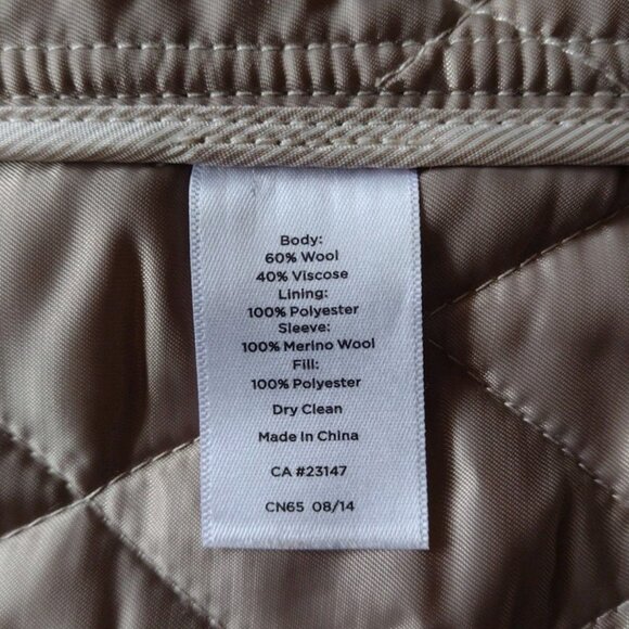 Talbots Wool Blend Quilted Blazer Jacket Beige Knit Sleeve Womens Size 6 Classic - Picture 7 of 8